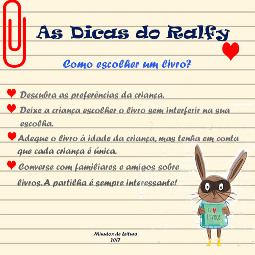 Dicas do Ralfy sobre como escolher um livro